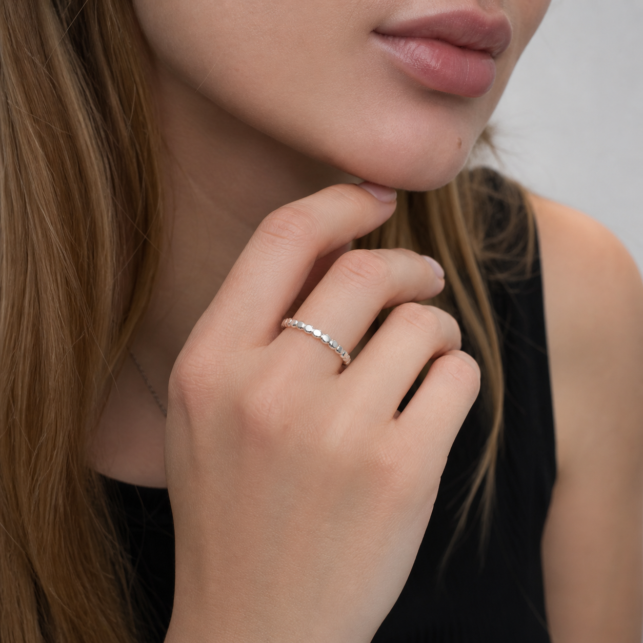 Tiny Silver Orbit Ring