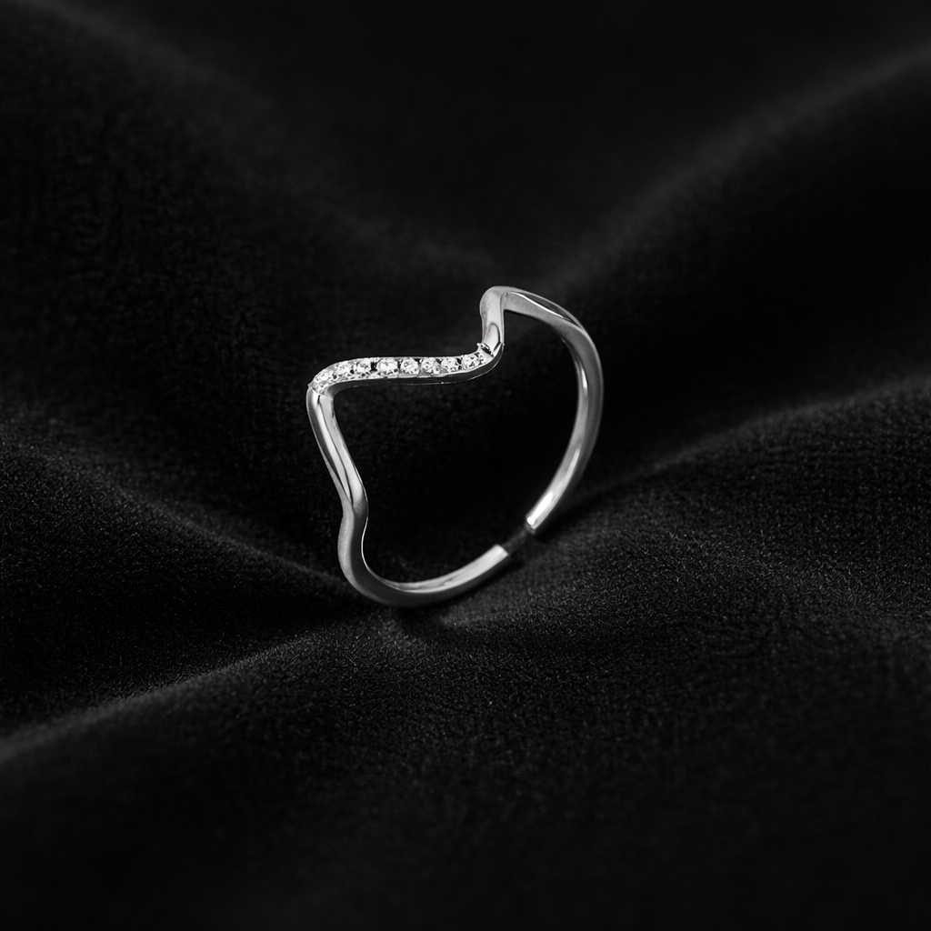 16k Gold Plated Ripple Ring(Silver)