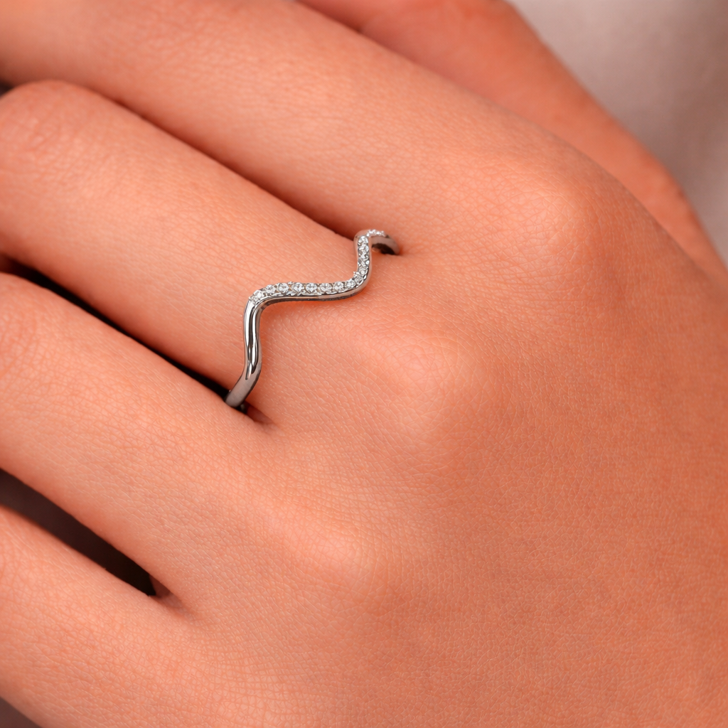 16k Gold Plated Ripple Ring(Silver)