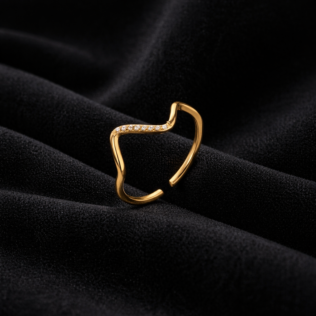 16k Gold Plated Ripple Ring(Silver)