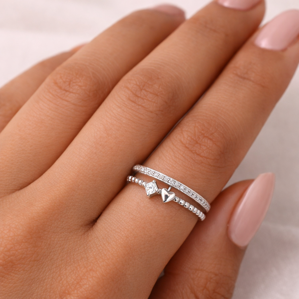 18k Gold Plated Amour Ring(Silver)
